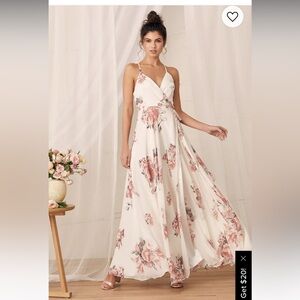 NWT Lulus white floral maxi wrap dress